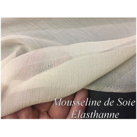 Mousseline De Soie Lycra Elasthanne Beige Couture Au Mètre.