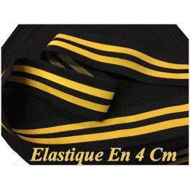 Elastique Orange Fluo  Sur Fond Noir En 4 Cm, Ruban Plat Elastique  Au Mètre A Coudre .