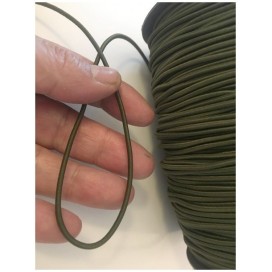 Cordon Lacet Elastique kaki Rond  En 3 mm A Coudre Pour Loisirs Créatifs.