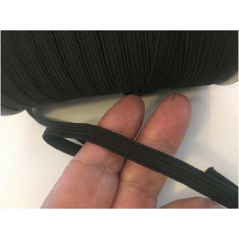 Elastique Plat En 6 mm X 100 Mètres Noir  pour Masques De Protections  A Coudre