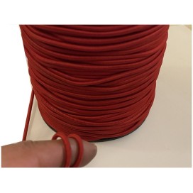 Cordon Elastique ROUGE Rond  En 3 mm A Coudre Pour Loisirs Créatifs.