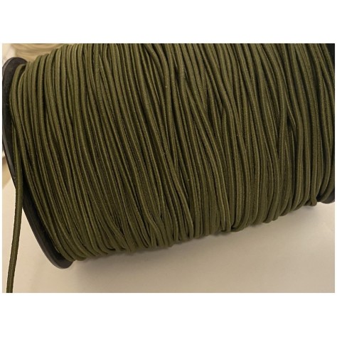Cordon Elastique KAKI Rond  En 3 mm A Coudre Pour Loisirs Créatifs.