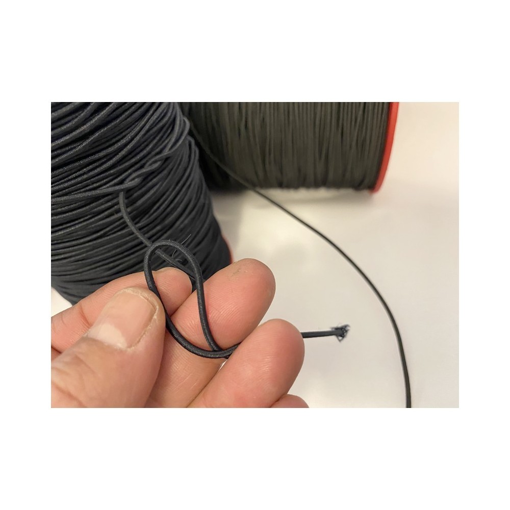 Cordon Elastique NOIR En 1.7 mm A Coudre Pour Loisirs Créatifs.