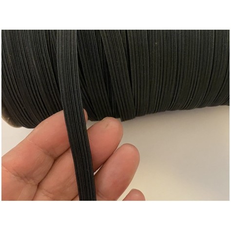 Elastique Plat En 9 mm X 100 Mètres Noir  pour Masques De Protections  A Coudre