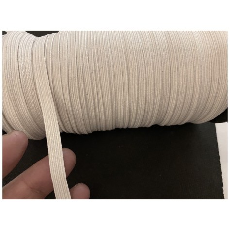 Elastique Plat En 8 mm X 100 Mètres  Blanc Pour Masques De Protections  A Coudre