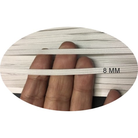 50 Mètres D'Elastique Plat 8 mm Blanc Vendu par 50 Mètres, A Coudre