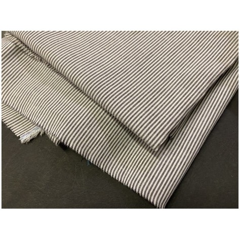 Tissu Coton Gris Imprimé Fine Rayure  Au Mètre En Grande Largeur