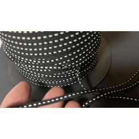 Ruban Gros Grain 4 mm En Point Sellier Blanc sur fond Noir Au mètre  A Coudre Pour Loisirs Créatifs Et Décorations.