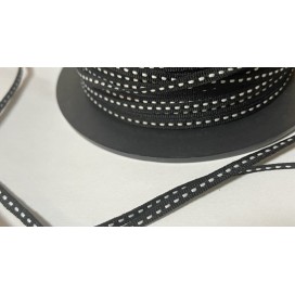 Ruban Gros Grain 4 mm En Point Sellier Blanc sur fond Noir Au mètre  A Coudre Pour Loisirs Créatifs Et Décorations.