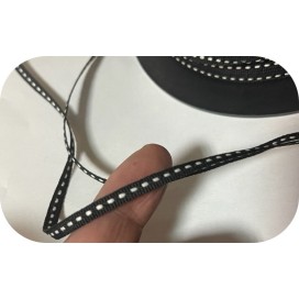 Ruban Gros Grain 4 mm En Point Sellier Blanc sur fond Noir Au mètre  A Coudre Pour Loisirs Créatifs Et Décorations.