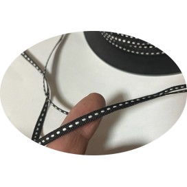 Ruban Gros Grain 4 mm En Point Sellier Blanc sur fond Noir Au mètre  A Coudre Pour Loisirs Créatifs Et Décorations.