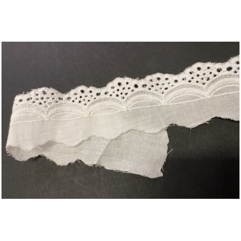Broderie Anglaise Coton au Mètre en 4 cm Blanche A Coudre.