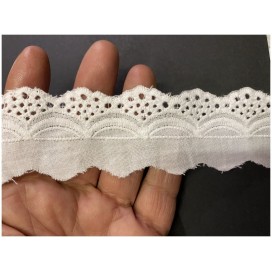 Broderie Anglaise Coton au Mètre en 4 cm Blanche A Coudre.