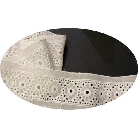Broderie Anglaise Blanche En Entre Deux Coton Au Mètre en 6 cm  A Coudre.