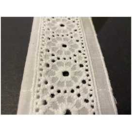 Broderie Anglaise Blanche En Entre Deux Coton Au Mètre en 8 cm  A Coudre.
