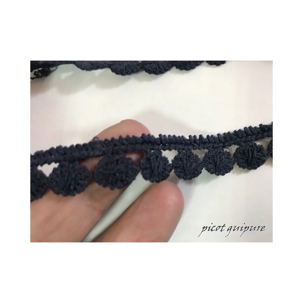 Dentelle Guipure De Picot Bleu marine - Ruban En Forme De Petites Gouttes Au Mètre.
