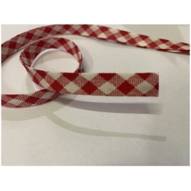Biais  Coton Replié Imprimé Vichy Rouge Pour Loisirs Créatifs